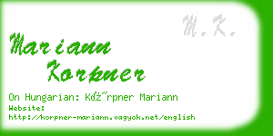 mariann korpner business card